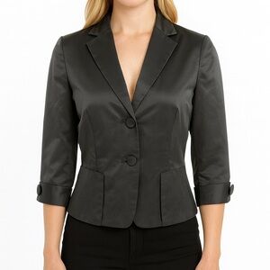 Di Vita Black Techno Fabric Satiny 3/4 Sleeve Jacket
